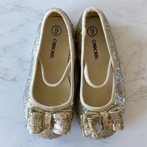 Cherokee Gold Glitter Shoes for Girls Sz 9